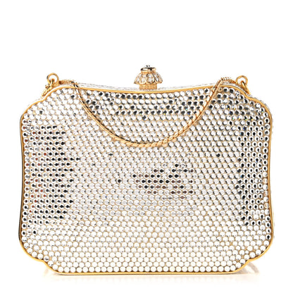 Judith Leiber Swarovski Crystal Minaudiere Clutch Gold Silver 1 of 9