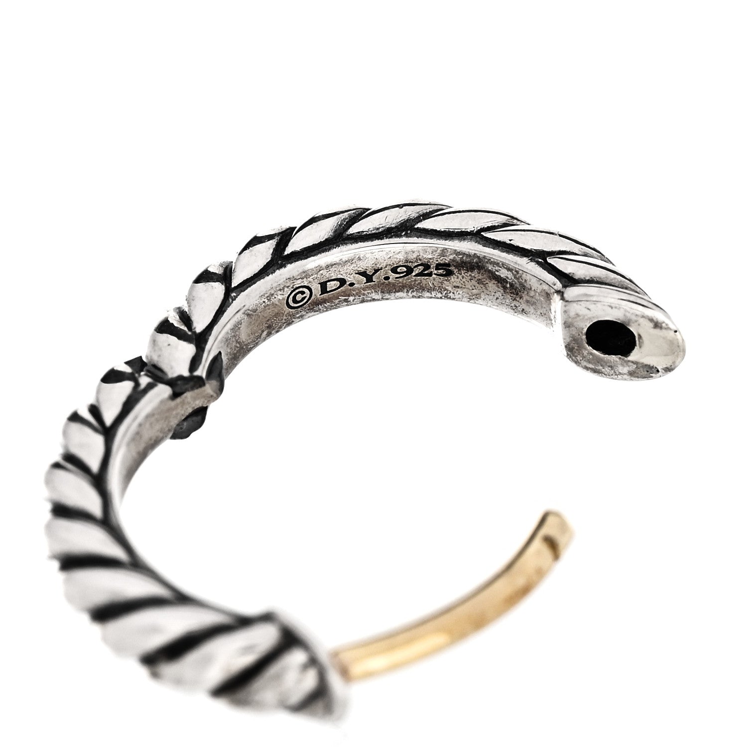 David Yurman Sterling Silver Scultped Cable Micro Huggie Hoop Earrings 4 of 4
