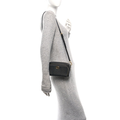 Christian Dior Grained Calfskin Caro Double Pouch Black 2 of 10