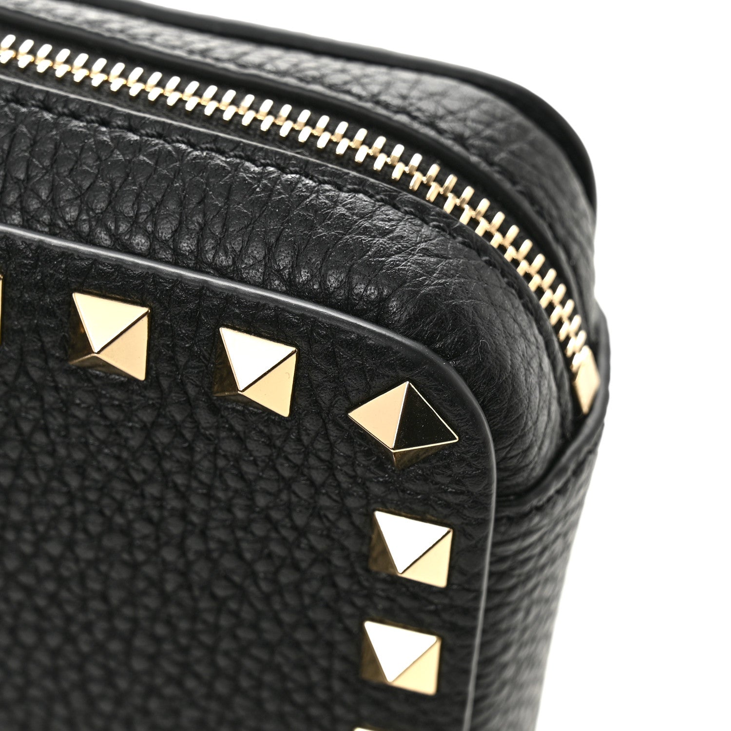 Valentino Garavani Pebbled Calfskin Rockstud Wristlet Zip Pouch
