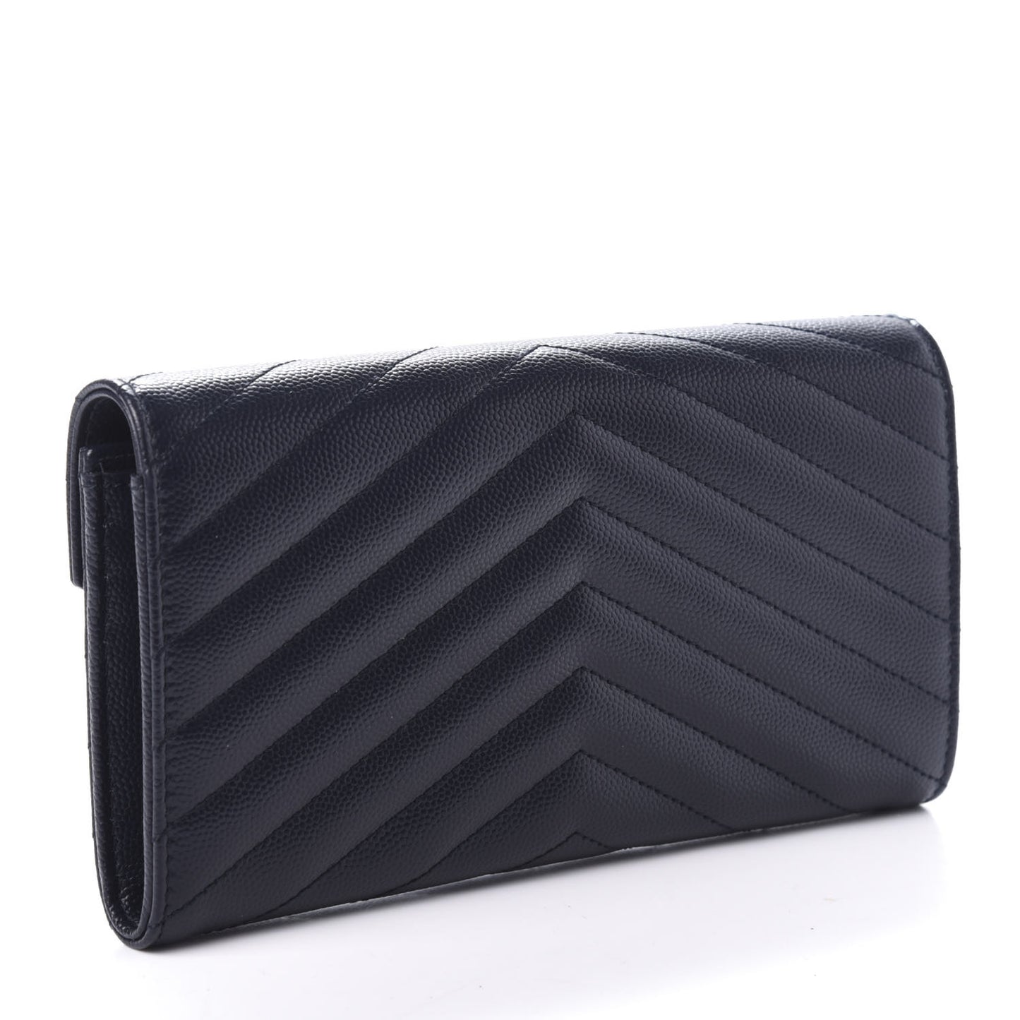 Grain De Poudre Matelasse Chevron Monogram Flap Wallet Deep Marine