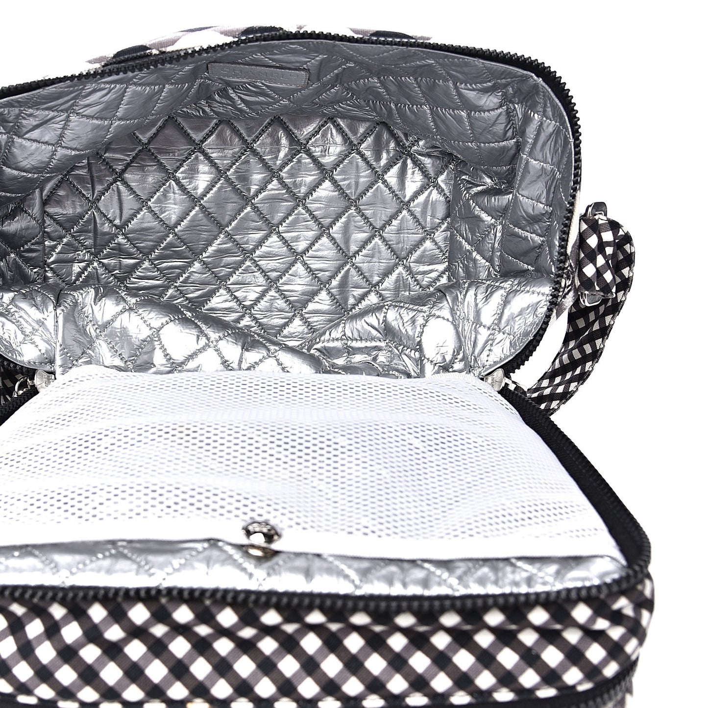 Canvas Gingham Printed CC Lunch Box Bag Black White