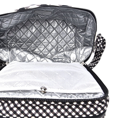 Chanel Canvas Gingham Printed CC Lunch Box Bag Black White 5 of 10