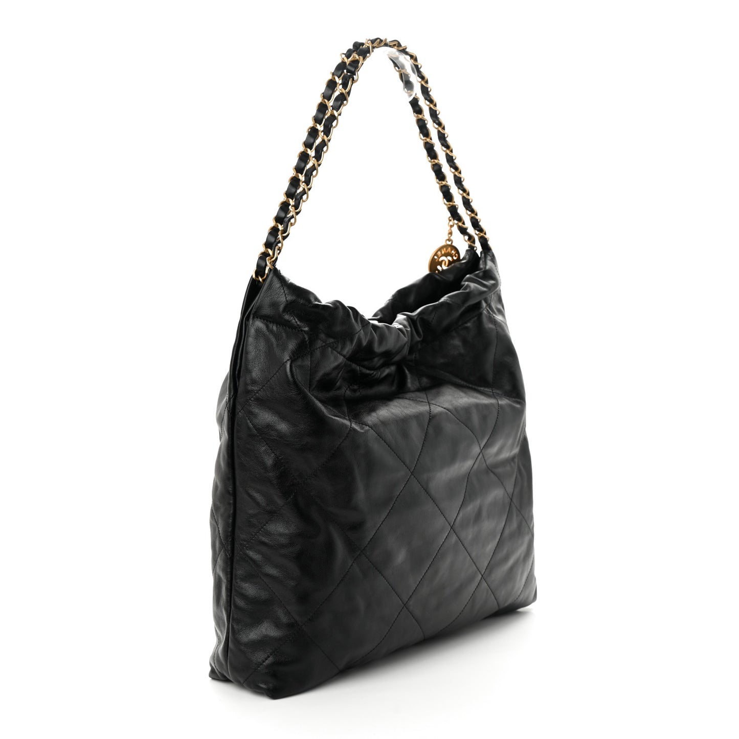 Shiny Calfskin Quilted Chanel 22 Black