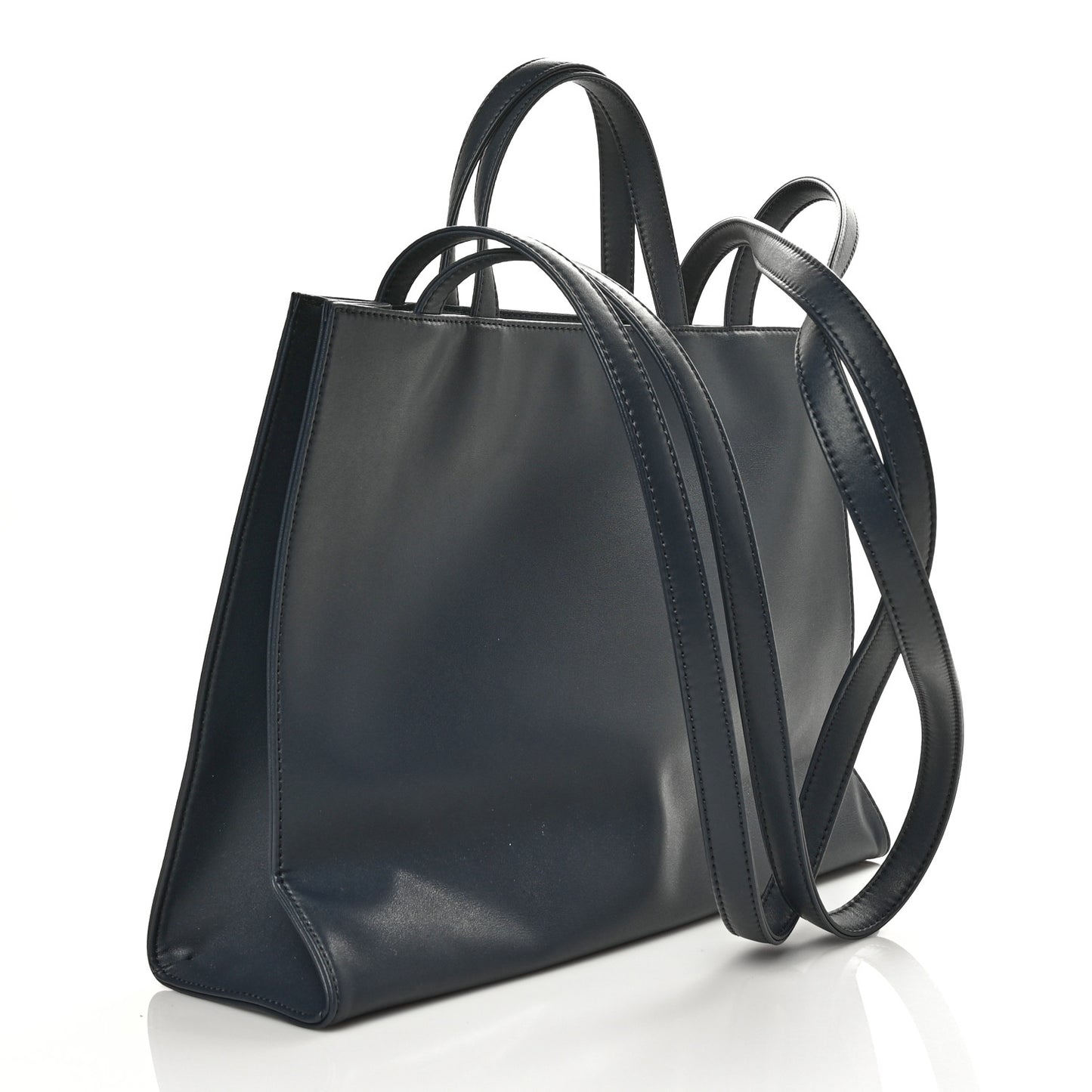 Vegan Leather Medium Shopping Bag Navy