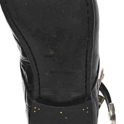 Saint Laurent Calfskin Crocodile Embossed Mens Dixon Buckle Ankle Boots 45 Black 6 of 12