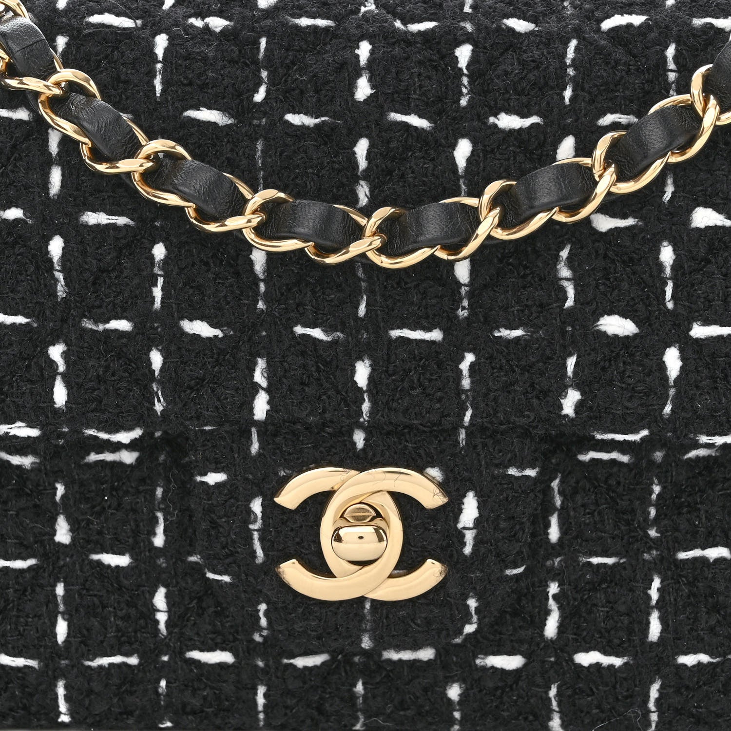 Chanel Tweed Quilted Mini Rectangular Flap Black White 8 of 10