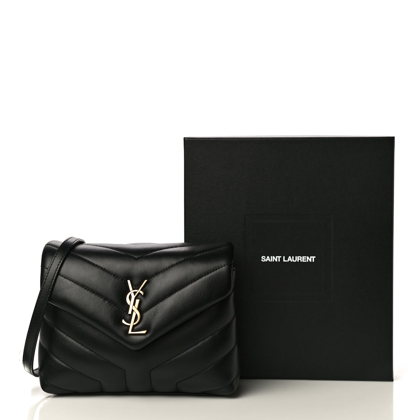 Calfskin Y Quilted Monogram Toy Loulou Crossbody Bag Black