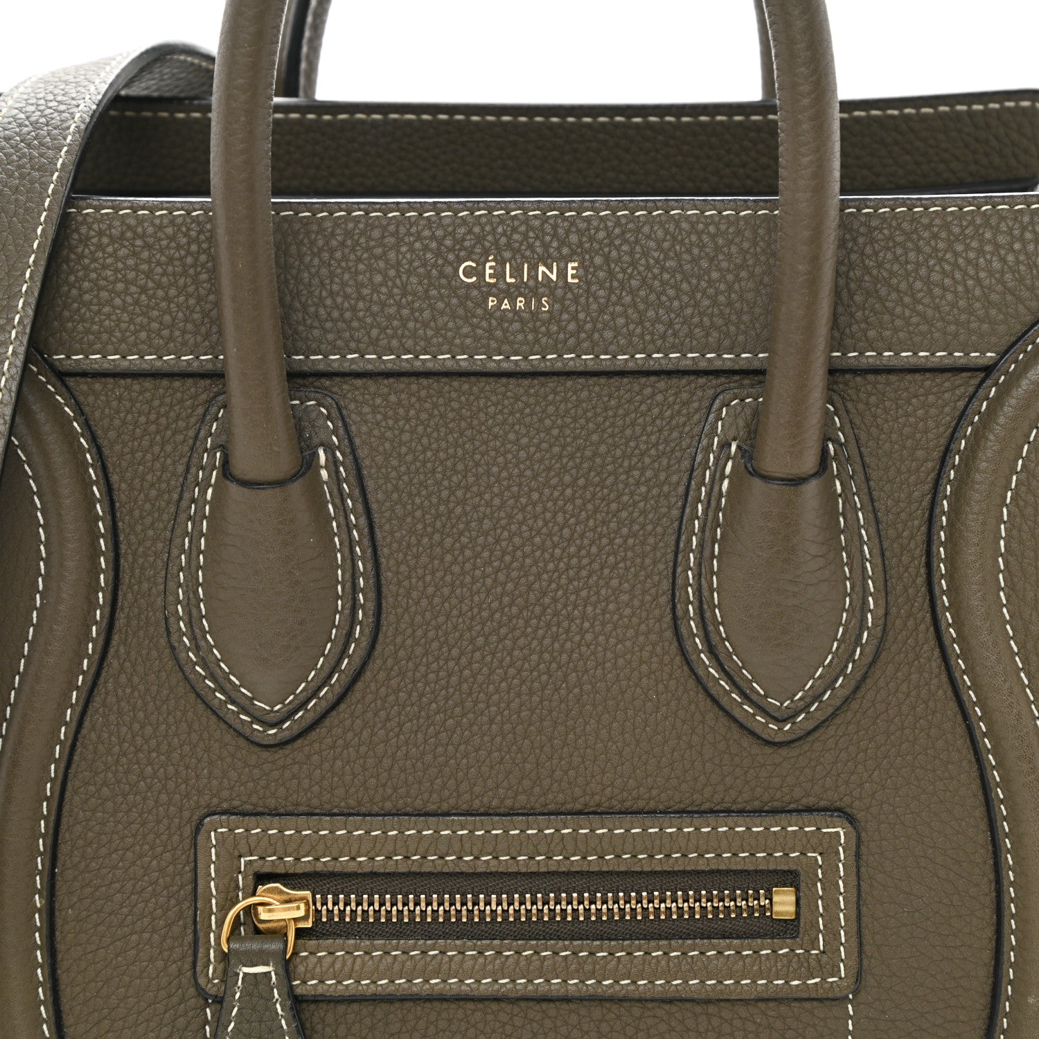 Celine Drummed Calfskin Nano Luggage Souris 8 of 9