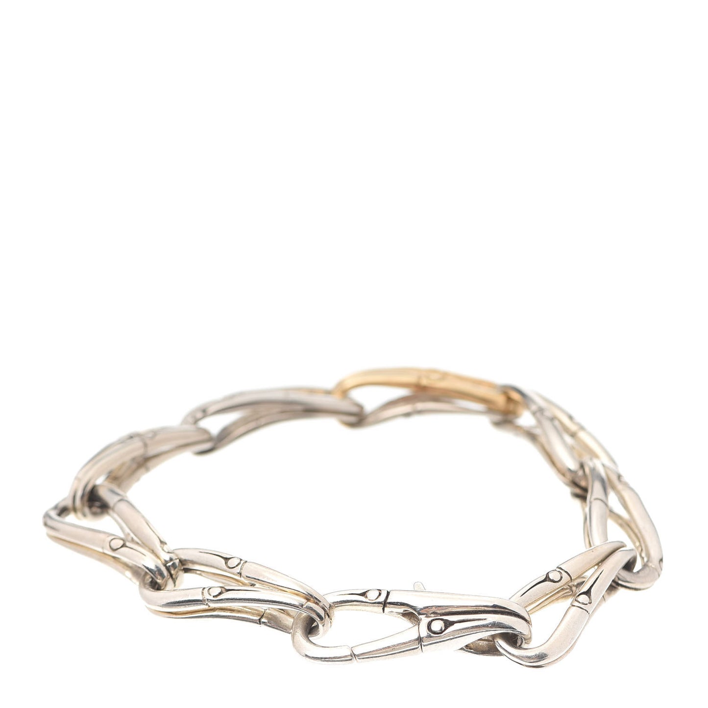 Sterling Silver 18 Karat Yellow Gold Bamboo Link Bracelet