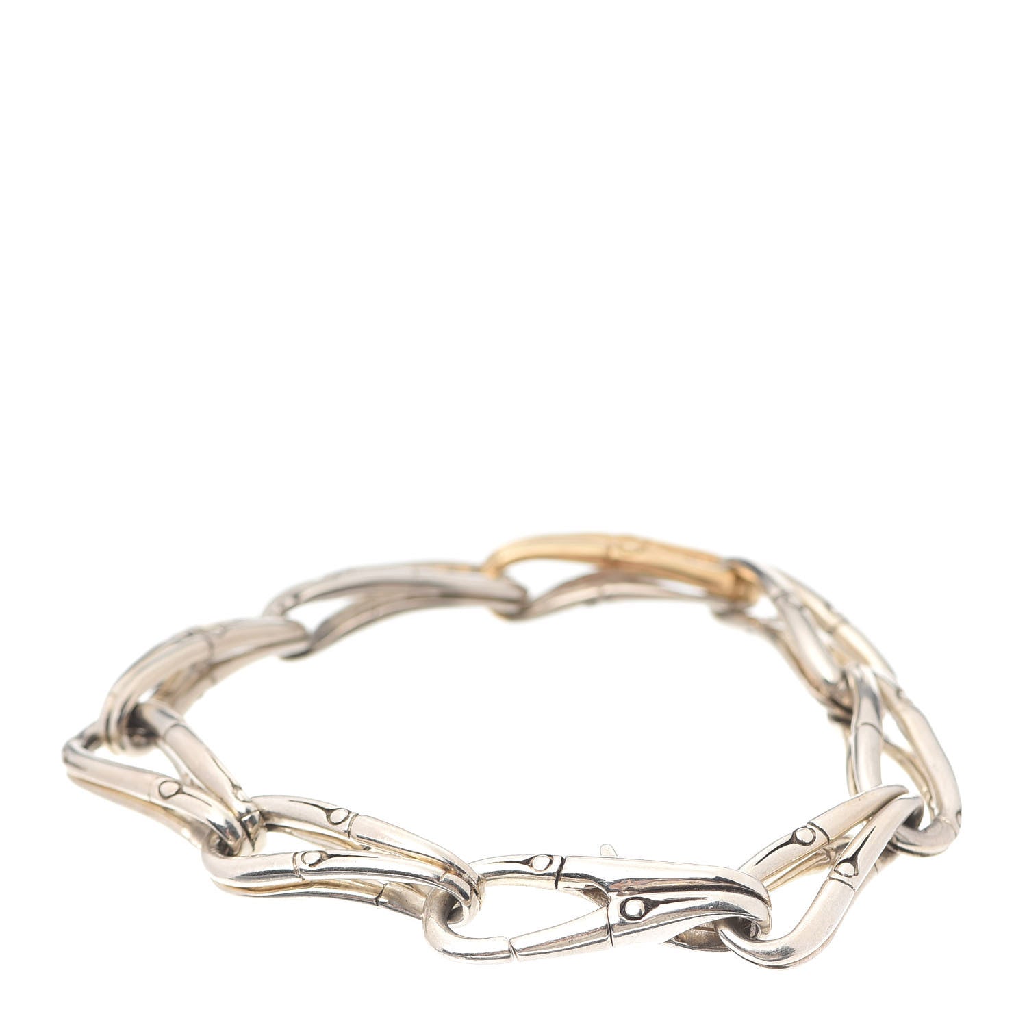 John Hardy Sterling Silver 18 Karat Yellow Gold Bamboo Link Bracelet 3 of 5