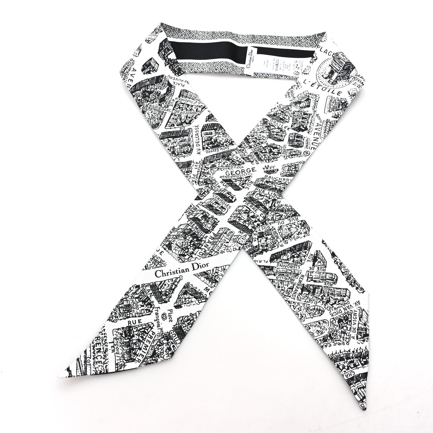Christian Dior Silk Plan De Paris Mitzah Scarf White Black 1882537
