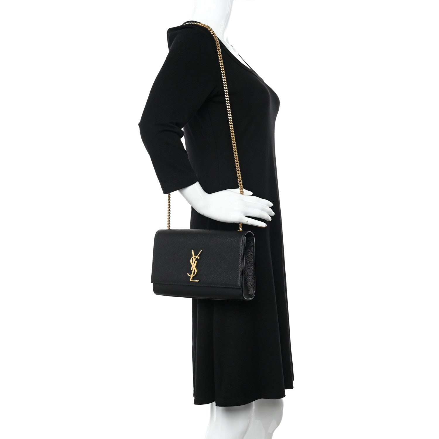 Saint Laurent Grain De Poudre Medium Classic Monogram Kate Satchel Black 2 of 10