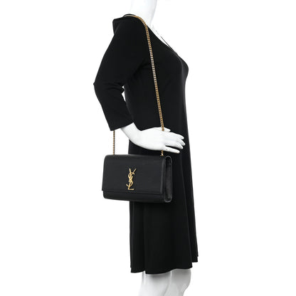 Saint Laurent Grain De Poudre Medium Classic Monogram Kate Satchel Black 2 of 10