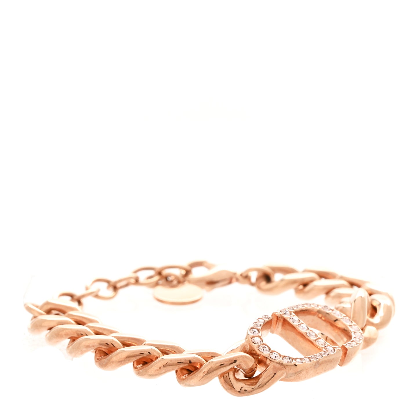 Metal Crystal CD Chain Link Bracelet Rose Gold