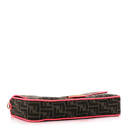 Fendi Fabric Jacquard FF 1974 Large Baguette Tobacco Moro Fuxia Fluo 4 of 14