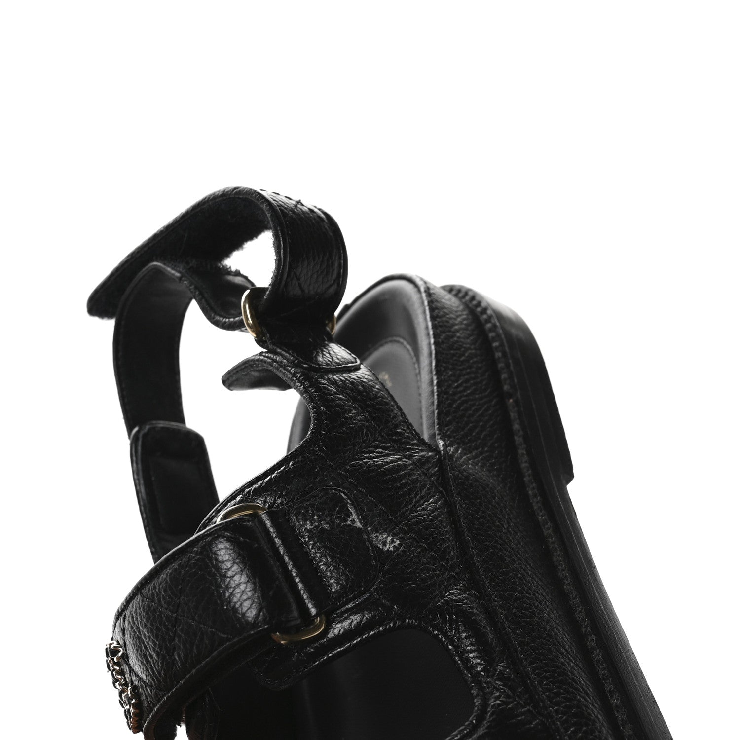 Chanel Grained Calfskin Velcro Dad Sandals 36 Black 10 of 10