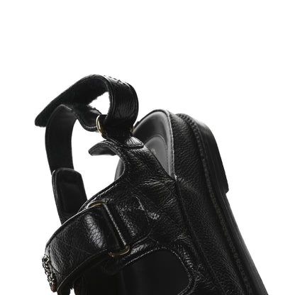 Chanel Grained Calfskin Velcro Dad Sandals 36 Black 10 of 10