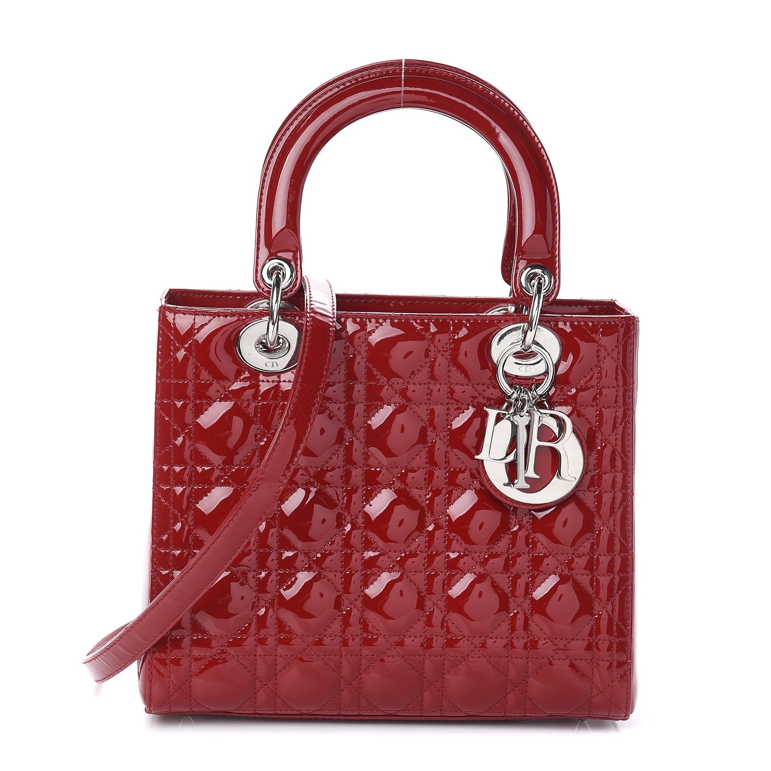 Christian Dior Patent Cannage Medium Lady Dior Red 1 of 7