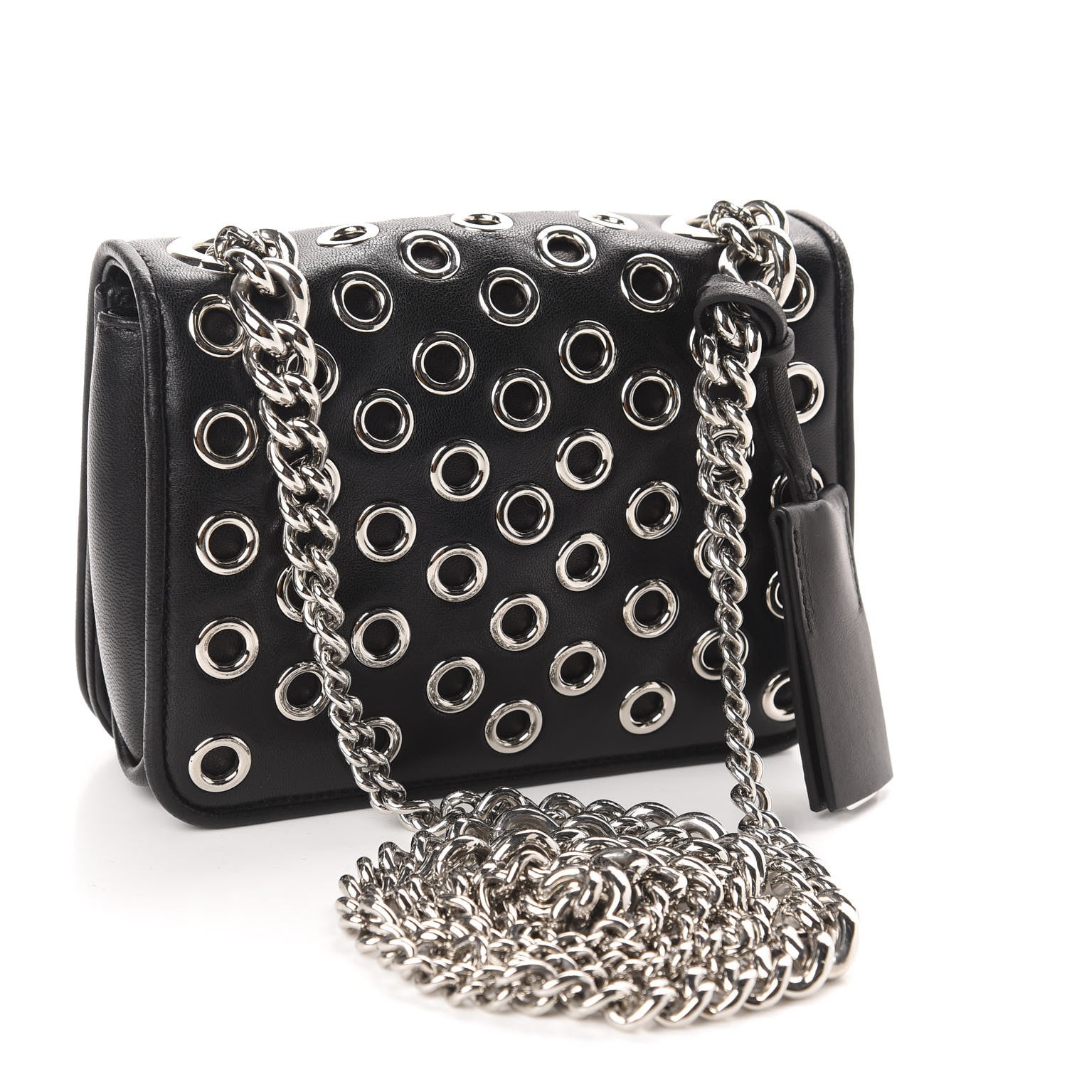 Miu Miu Nappa Grommet Club Shoulder Bag Black 3 of 12