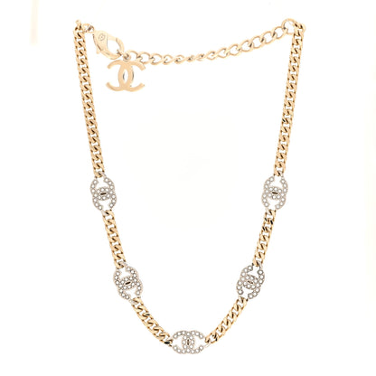 Chanel Crystal Chain CC Link Choker Gold Silver 3 of 5