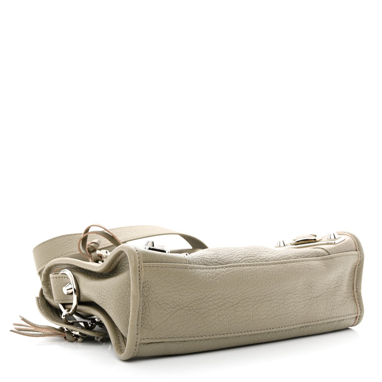 Chevre Silver Metallic Edge Hardware Mini City Gris Taupe