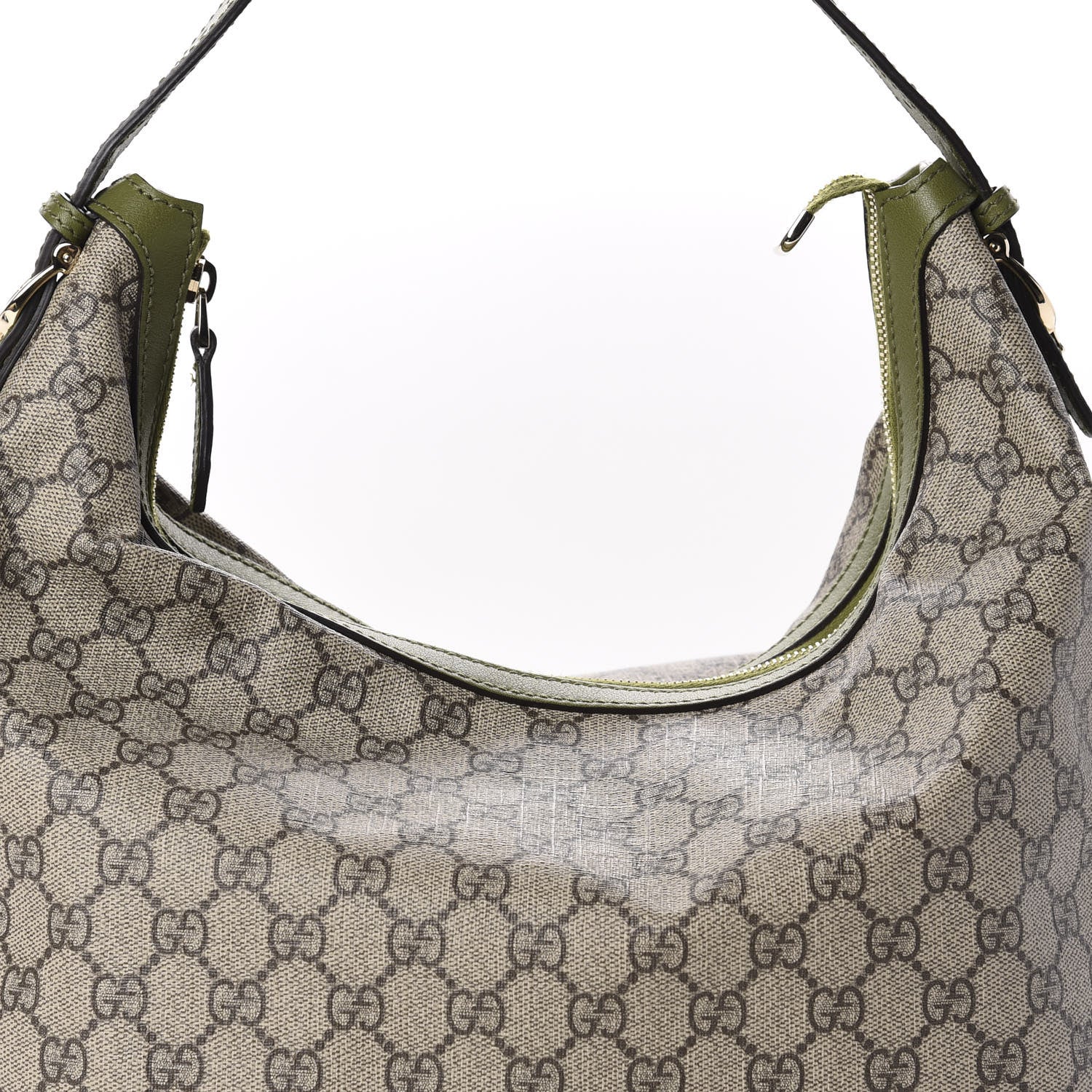 Gucci GG Supreme Monogram Margaux Calfskin Medium Nice Hobo Beige Ebony Green 10 of 10