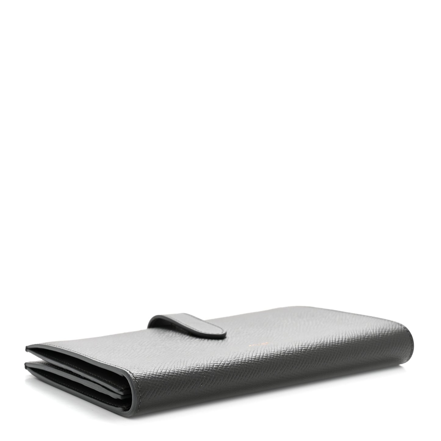 Grained Calfskin Large Multifunction Strap Wallet Medium Grey