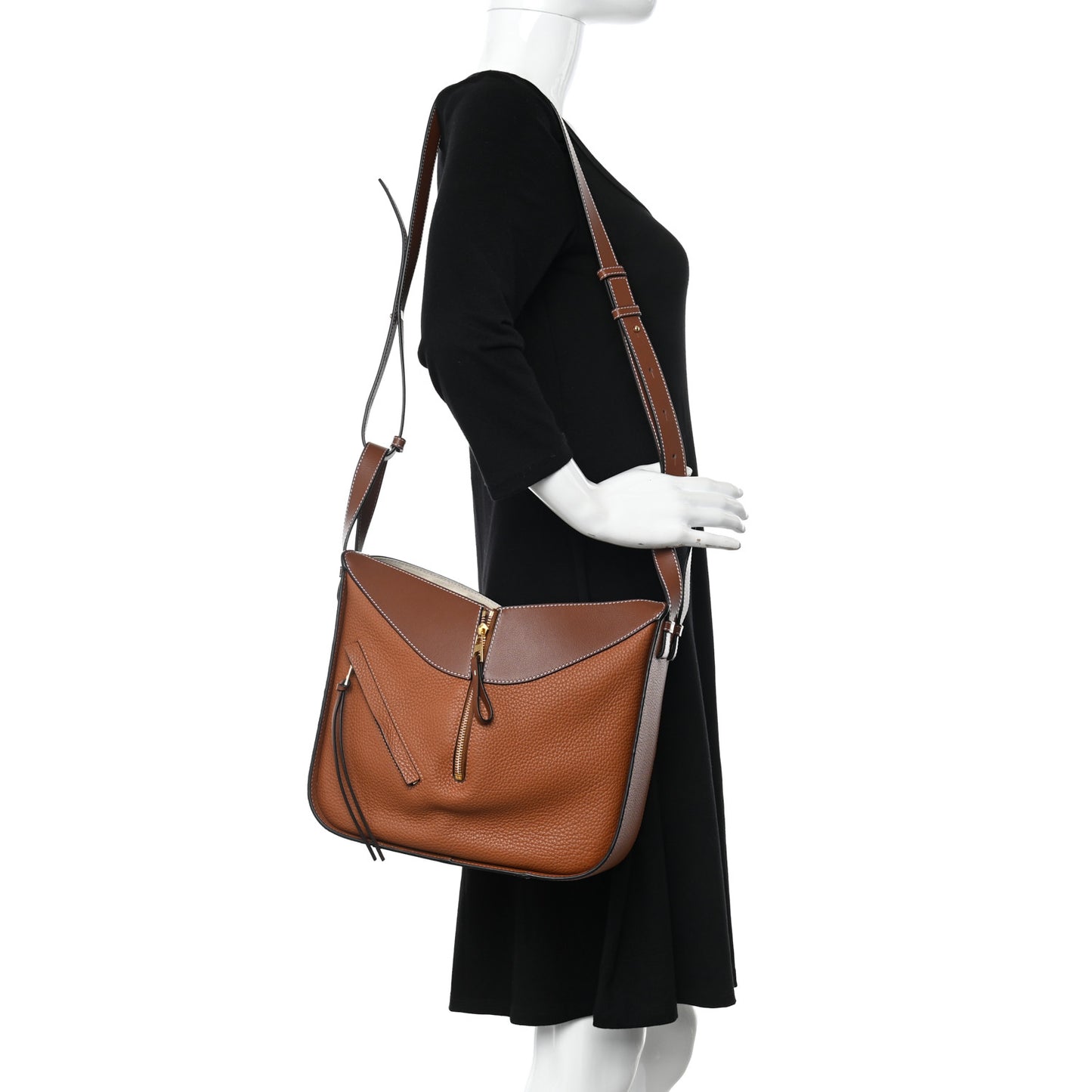 Grained Calfskin Small Hammock Shoulder Bag Tan