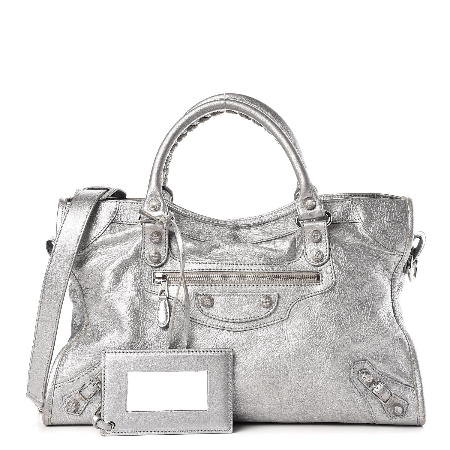 Balenciaga Metallic Agneau Giant 12 Silver Hardware City Gris Aluminum 1 of 14