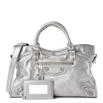 Balenciaga Metallic Agneau Giant 12 Silver Hardware City Gris Aluminum 1 of 14
