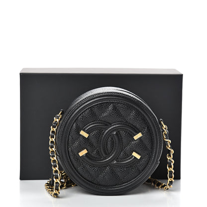 Chanel Caviar Quilted Round Filigree Crossbody Black 10 of 10