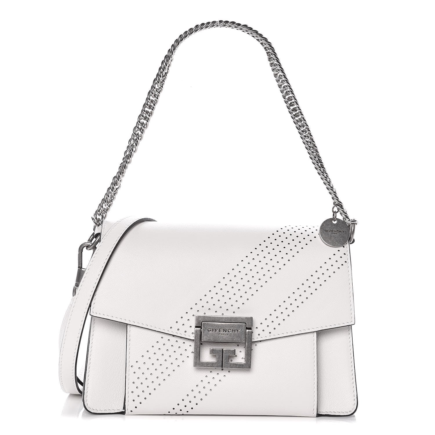 Givenchy Lambskin Perforated Small GV3 Shoulder Bag White 1 of 8