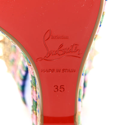 Christian Louboutin Nappa Pepite Liege Lame Madmonica 120 Wedge Sandals 35 Full Moon 8 of 9