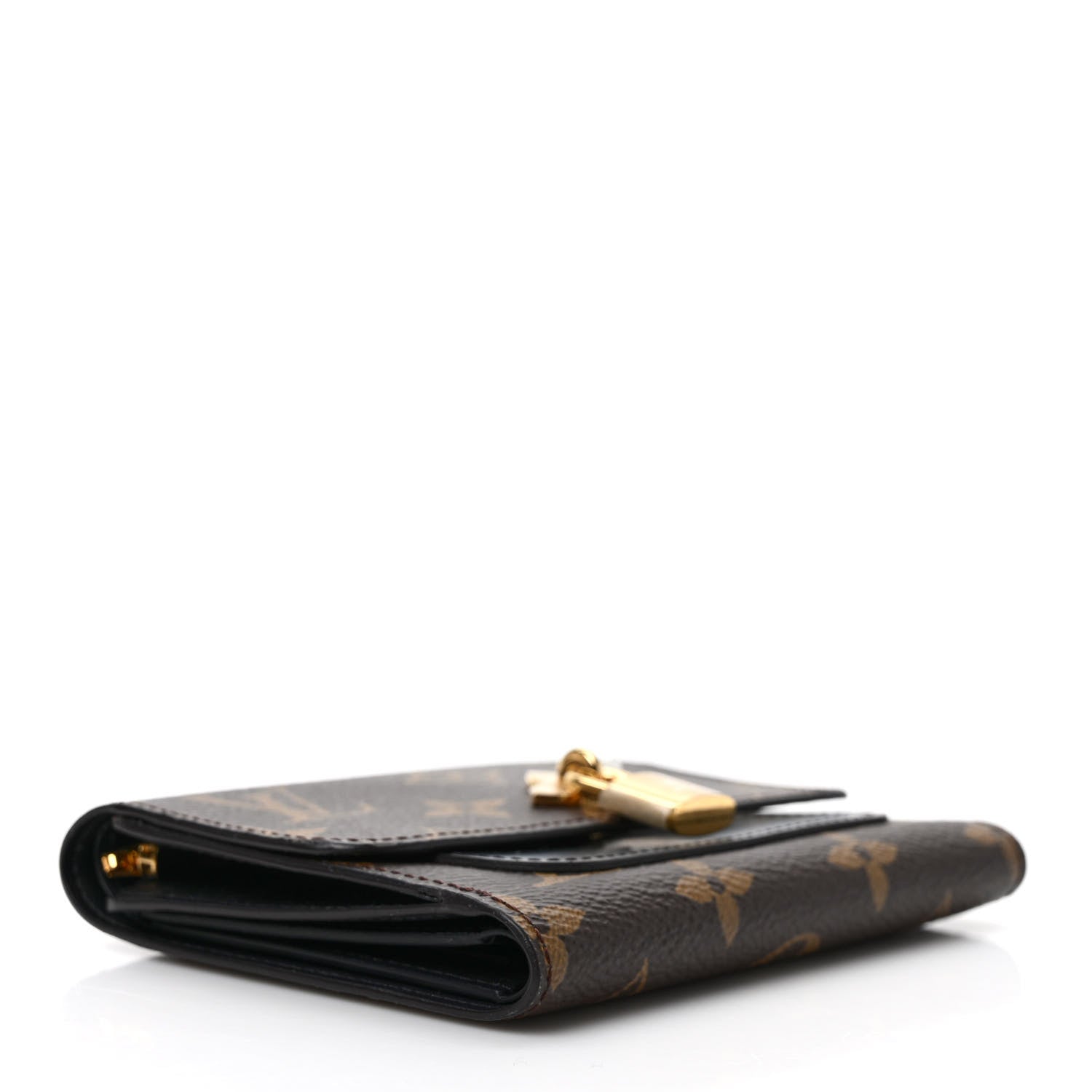 Louis Vuitton Monogram Flower Lock Compact Wallet Black 3 of 6