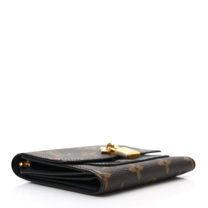 Louis Vuitton Monogram Flower Lock Compact Wallet Black 3 of 6