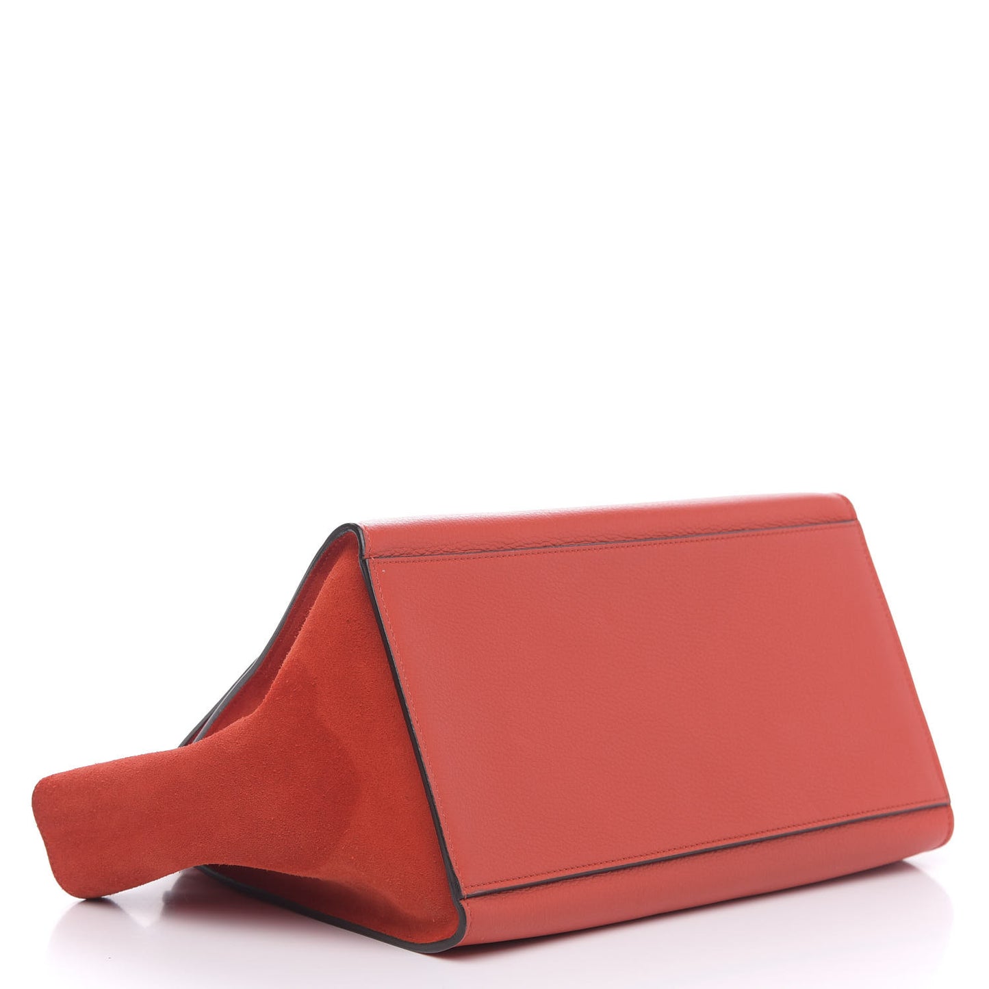 Drummed Calfskin Suede Small Trapeze Vermillion
