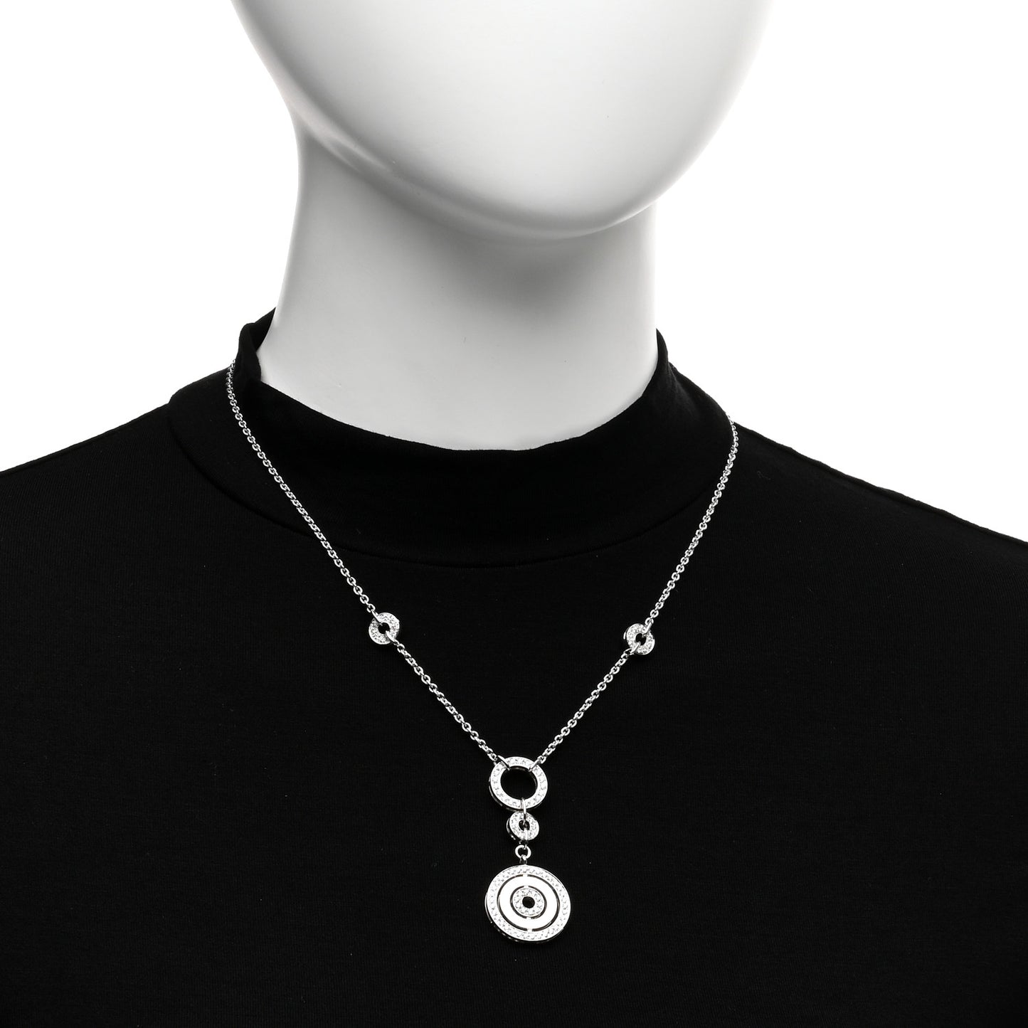 18K White Gold Diamond Pave Astrale Cerchi Pendant Necklace