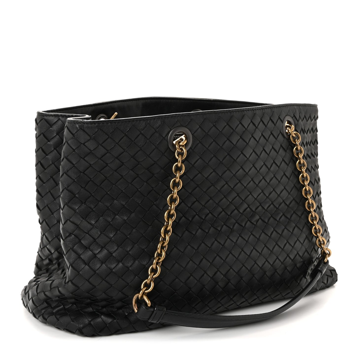Nappa Intrecciato Medium Classic Chain Strap Tote Black