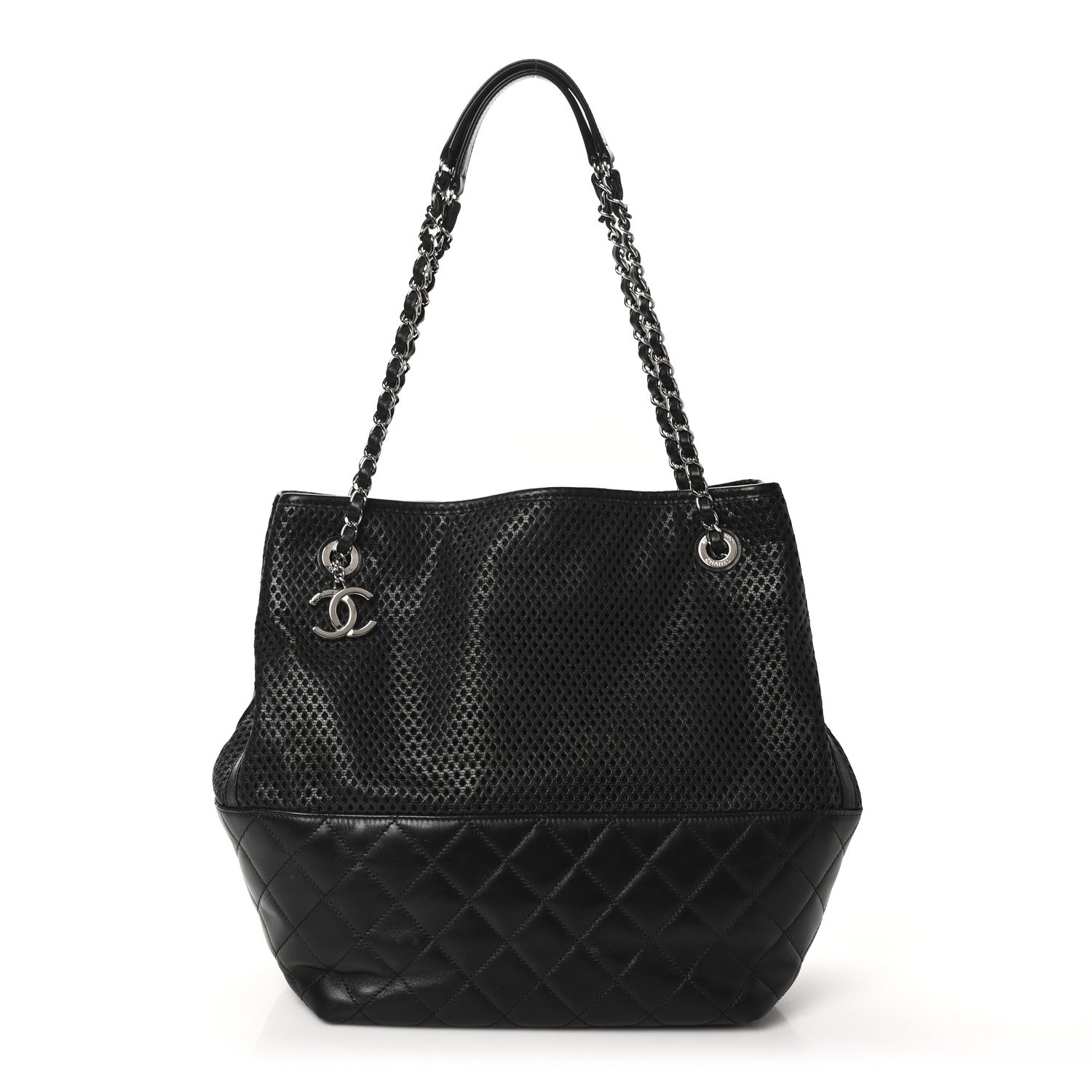 Chanel Calfskin Perforated Up In The Air North South Tote Black 1 of 10
