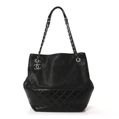 Chanel Calfskin Perforated Up In The Air North South Tote Black 1 of 10