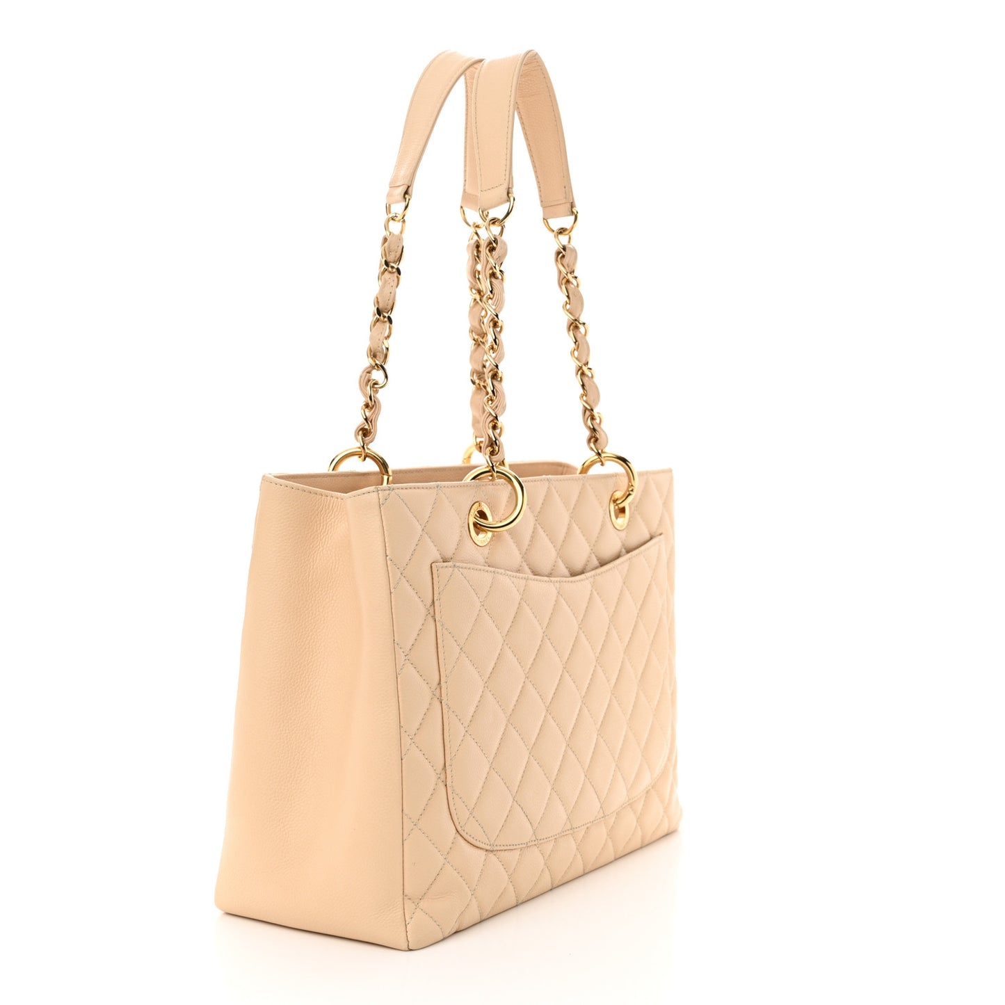 Caviar Quilted Grand Shopping Tote GST Beige