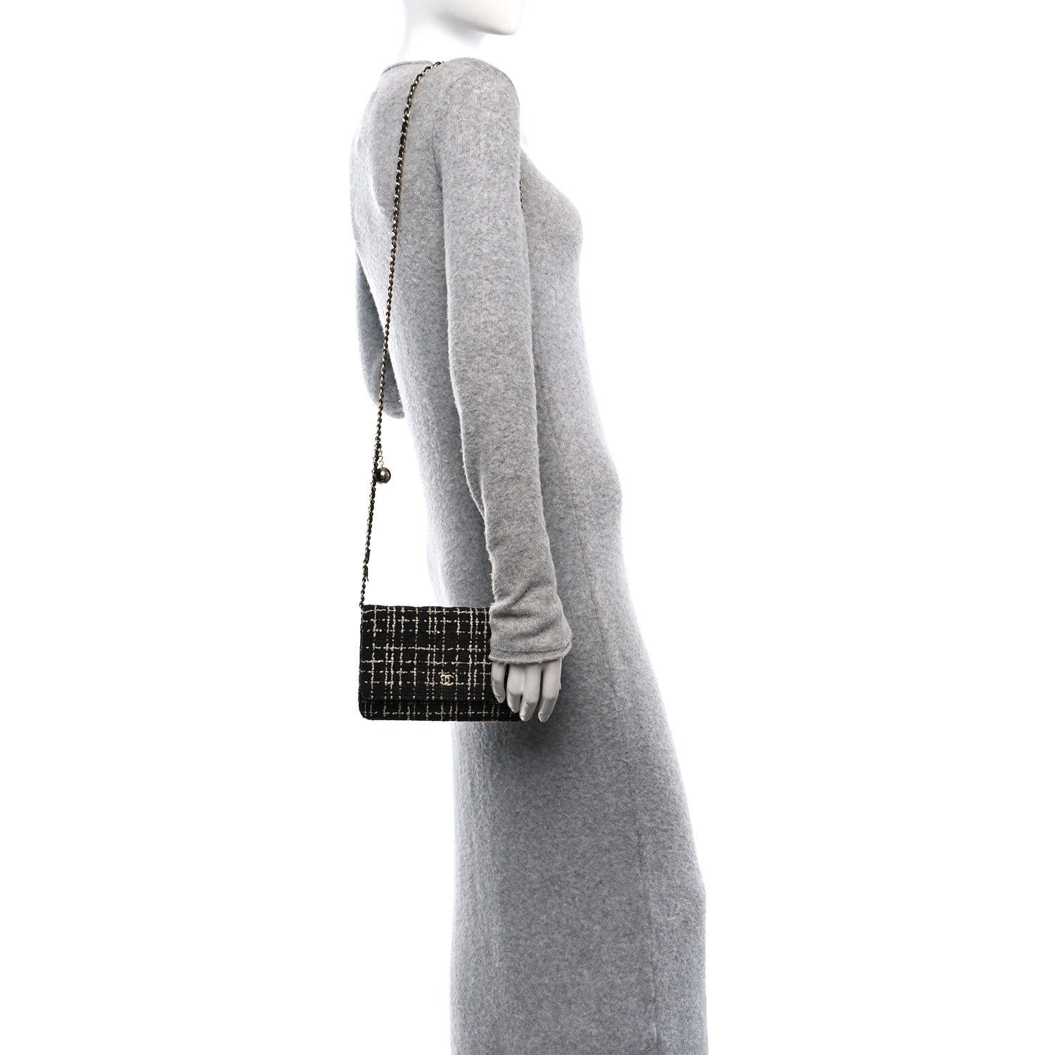 Chanel Tweed Wallet On Chain WOC Black 2 of 11