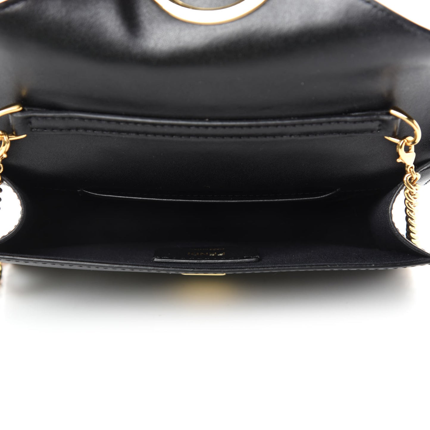 Vitello Liberty F is Fendi Bi-Color FF 1974 Embossed Envelope Belt Bag Maya Black