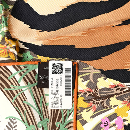 Hermes Silk Tyger Tyger Scarf 70 Beige Dore Orange Cuit Vert 3 of 6
