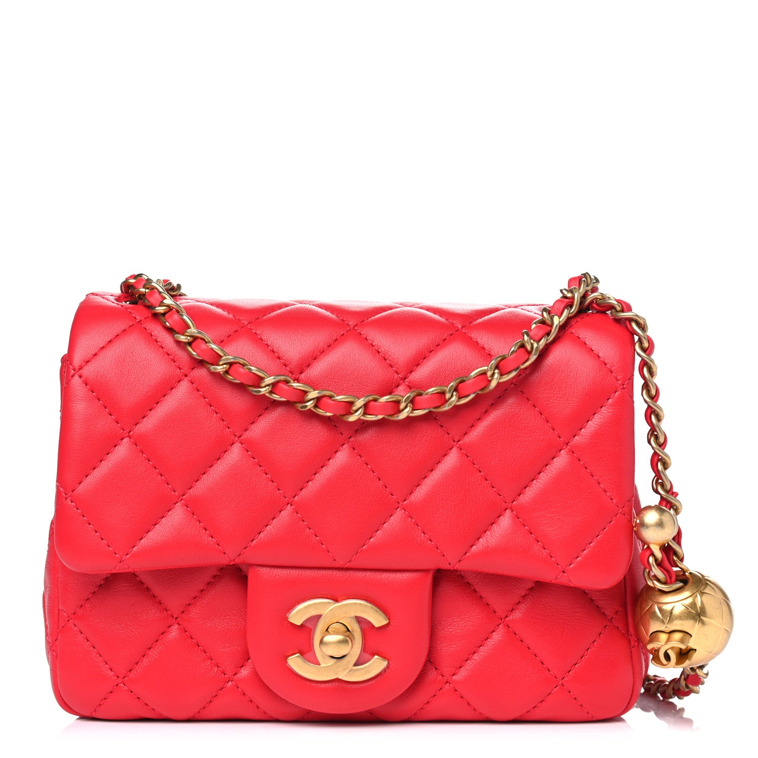 Chanel Lambskin Quilted Mini Pearl Crush Flap Red 1 of 4