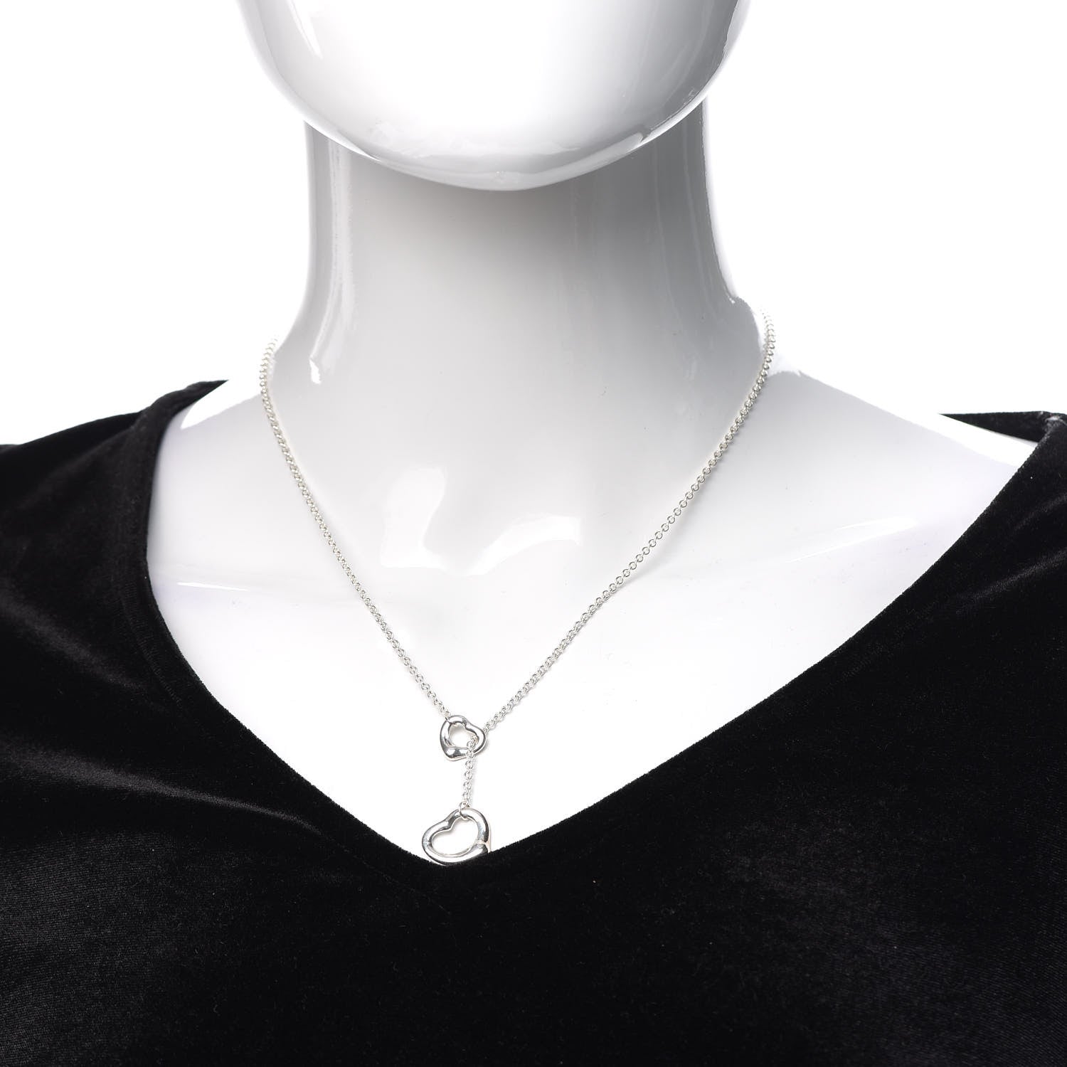 Tiffany Sterling Silver Elsa Peretti Open Heart Lariat Necklace 2 of 6