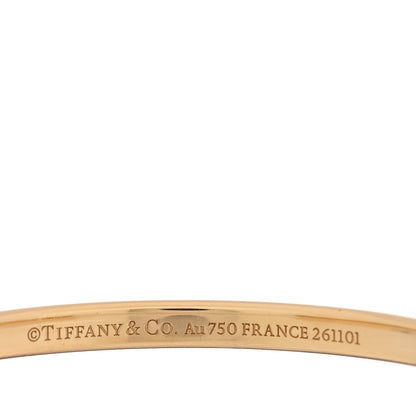 Tiffany 18K Yellow White Gold Lock Narrow Bangle Bracelet 3 of 6