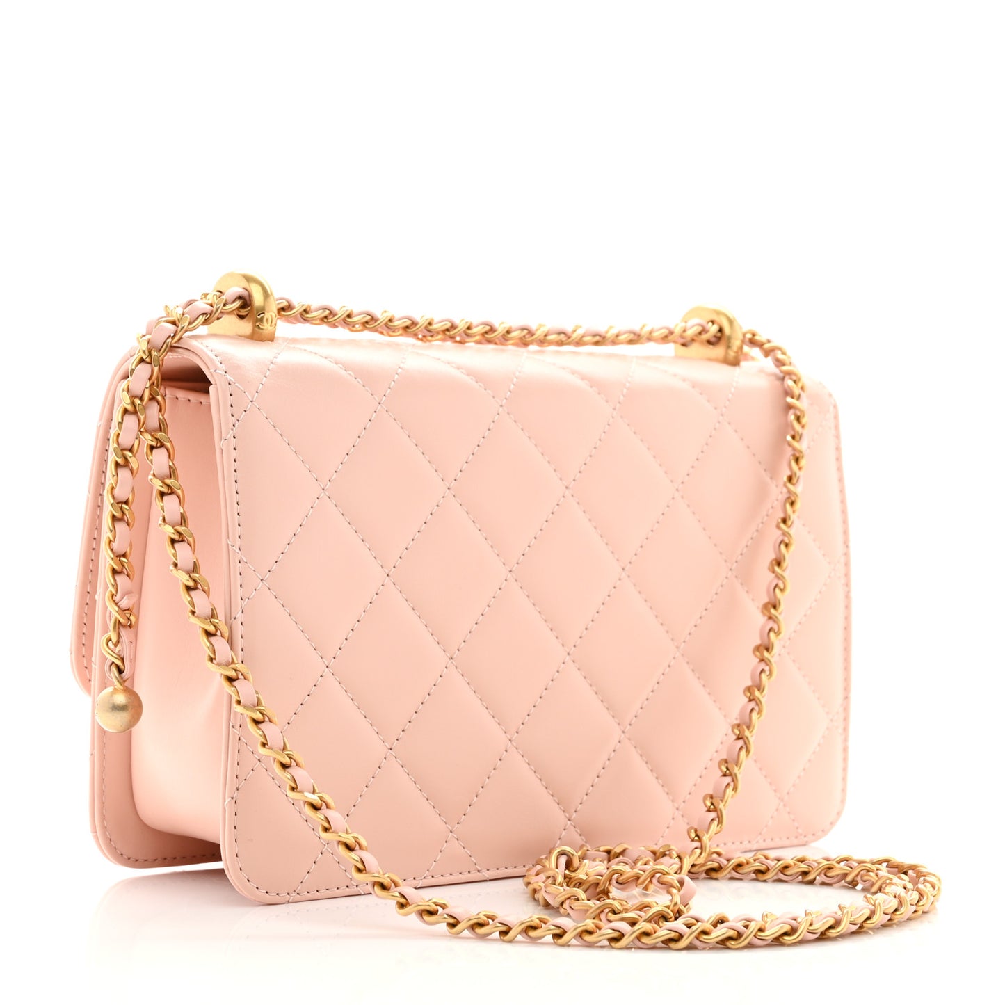 Calfskin Quilted Perfect Fit Flap Light Pink