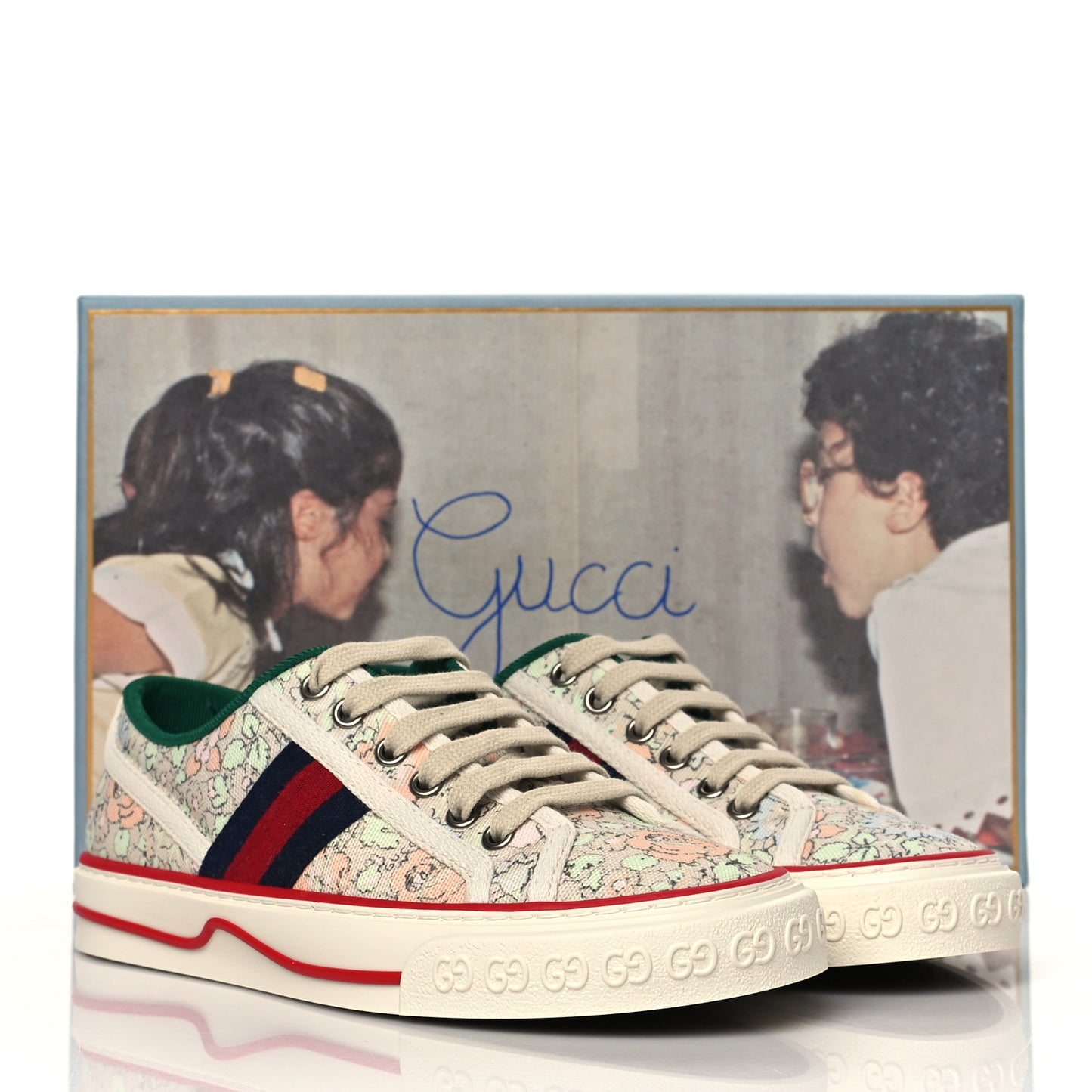 X LIBERTY OF LONDON Canvas Web Tracy Print Womens 1977 Tennis Sneakers 36.5 Mint Peach Mystic White